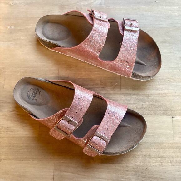 Wonder Nation Girls Pink Glitter Buckle Comfort Footbed Sandal Size 4 - Picture 6 of 8